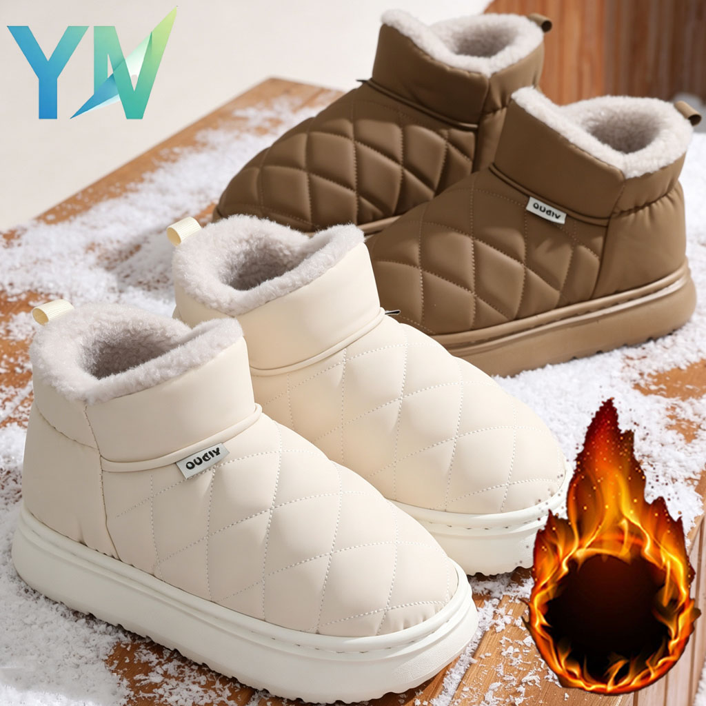 Leather Work Flats - Winter Fleece Lined Slippers Anti Skid