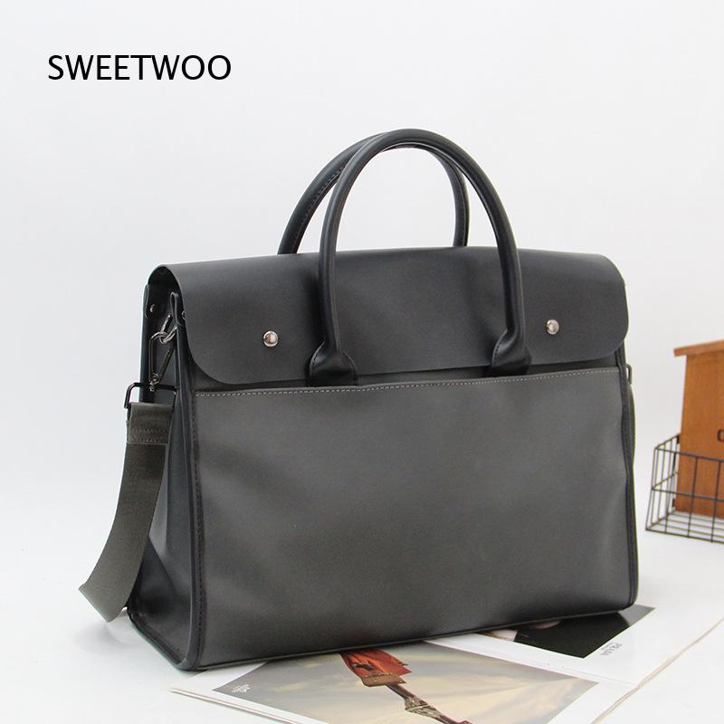 Leather Work Bag Mens - Men Vintage Business Briefcase Faux Leather