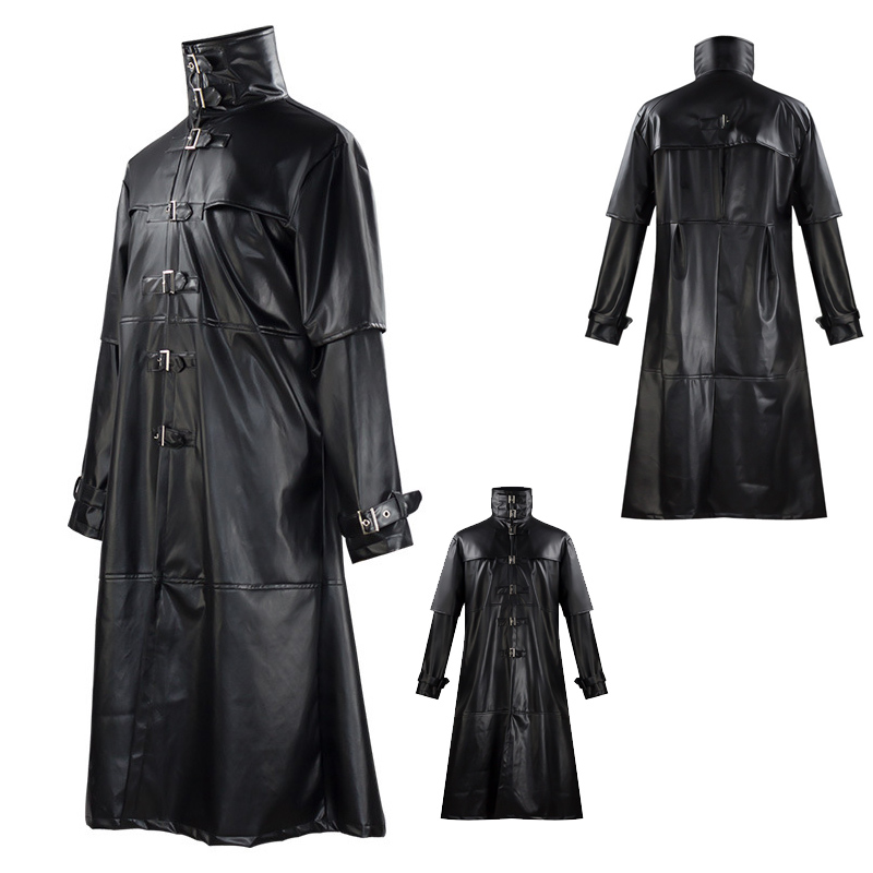 Leather Work Jacket - Men Plague Doctor Cosplay Costume Medieval