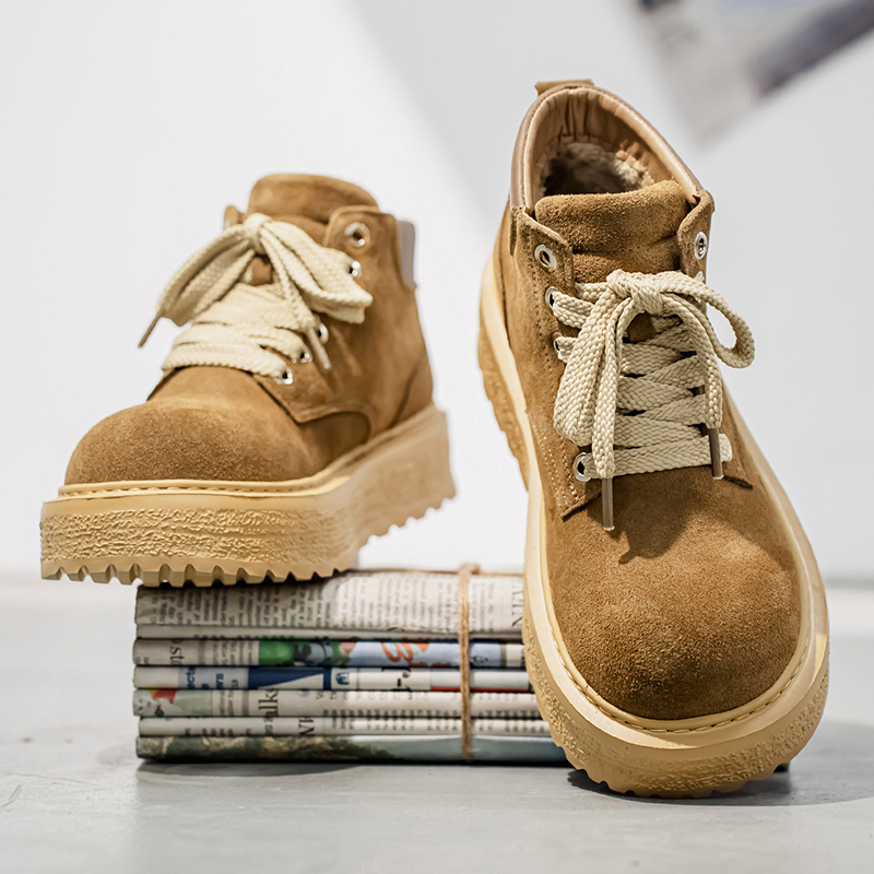 Leather Work Flats - Men's high-quality suede horse boots outdoor