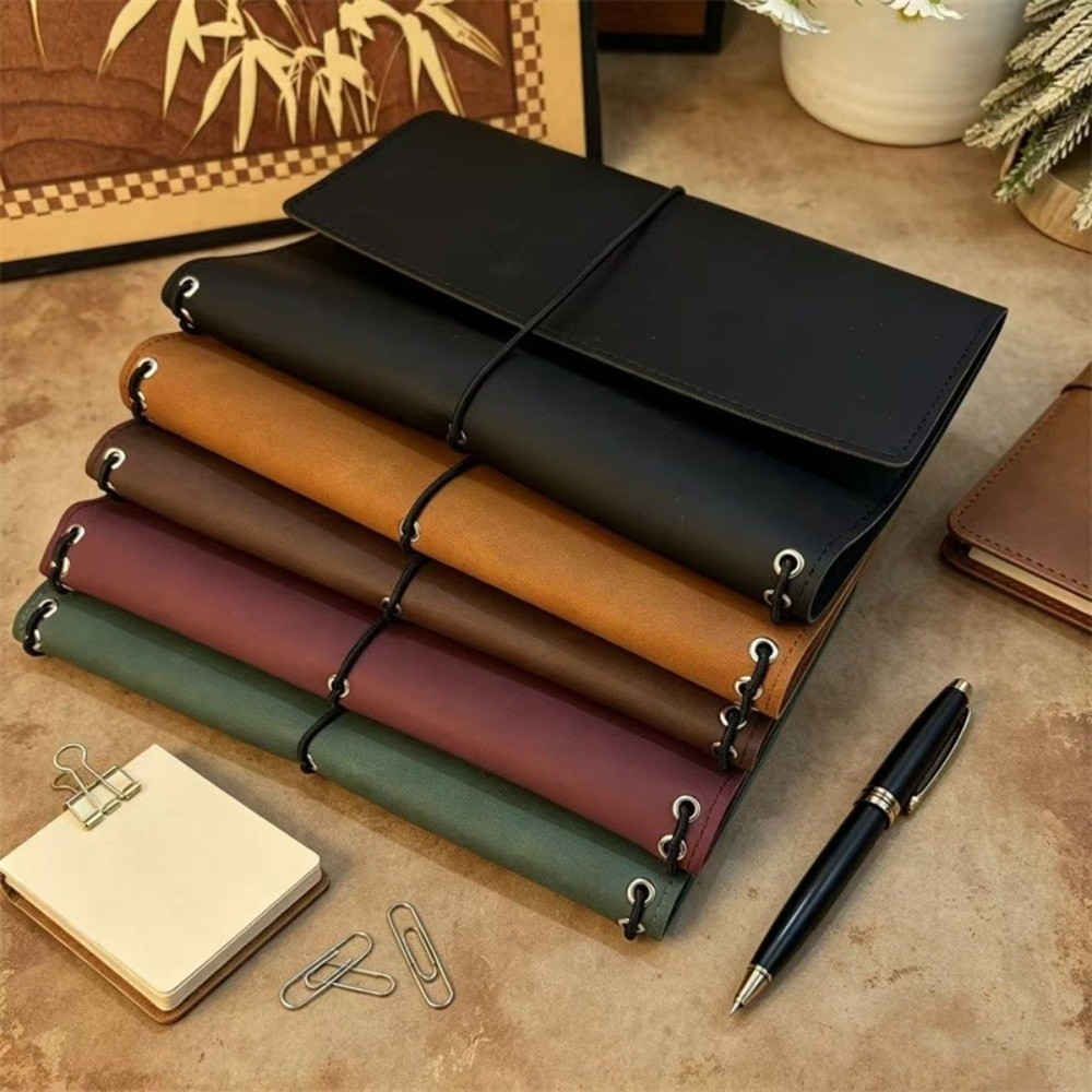 Leather Work Notepad - A5 Notebook Organizer Loose Leaf Compact