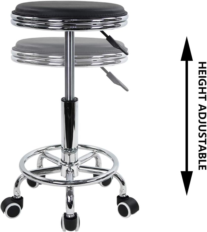 Round Rolling Stool with Foot  - Leatherwork Tattoo review and price