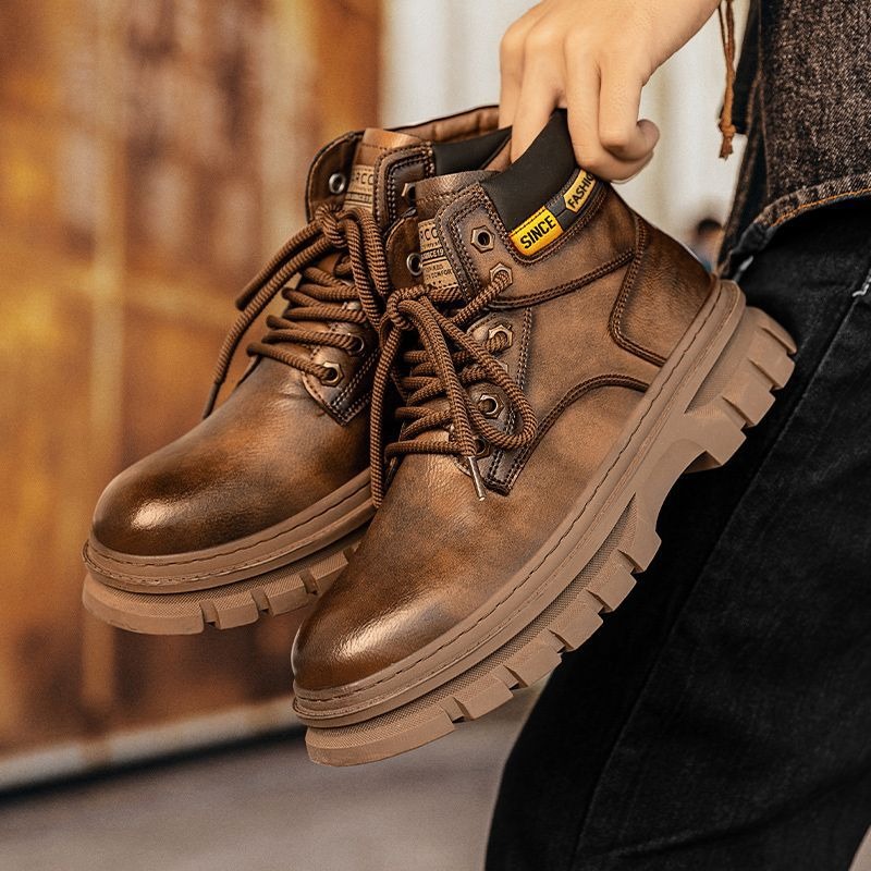 Vintage Men Platform Ankle Boo - Leather Work Flats review and price