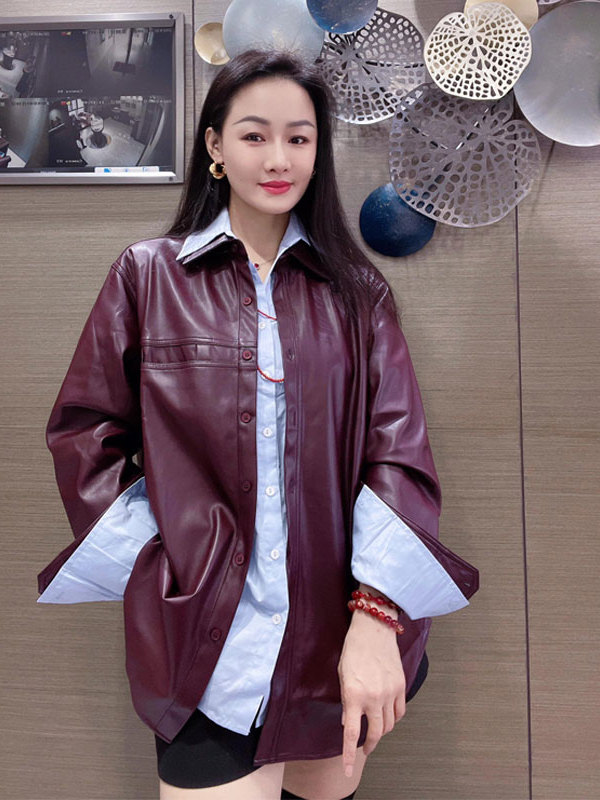 Women's Grape Purple PU Leathe - Leather Work Jacket review and price