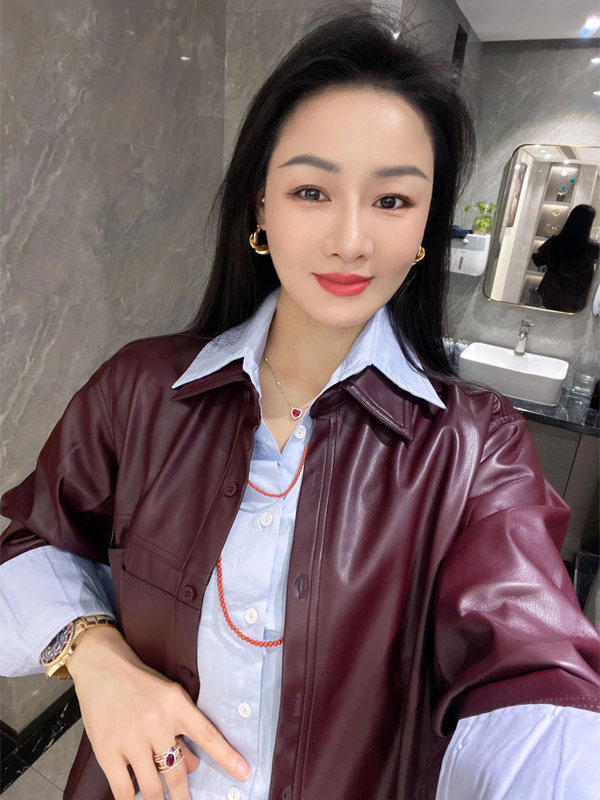 Women's Grape Purple PU Leathe - Leather Work Jacket review and price