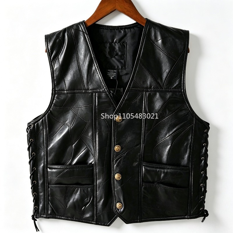 Men's Black Patchwork Leather  - Leather Work Jacket review and price
