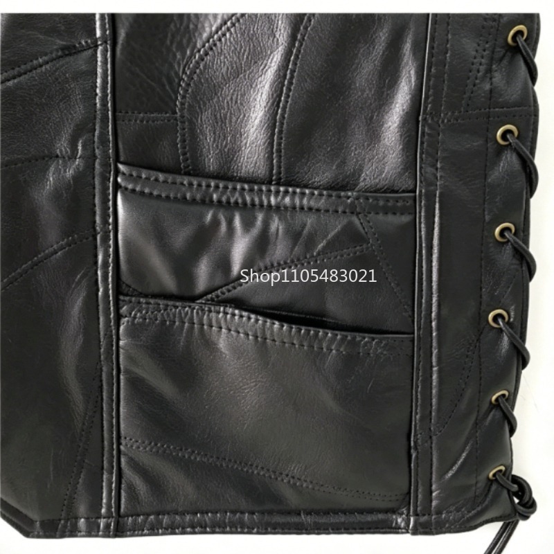 Men's Black Patchwork Leather  - Leather Work Jacket review and price