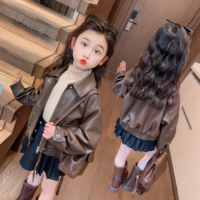 1-14 Years Girls Lapel Short P - Leather Work Jacket review and price