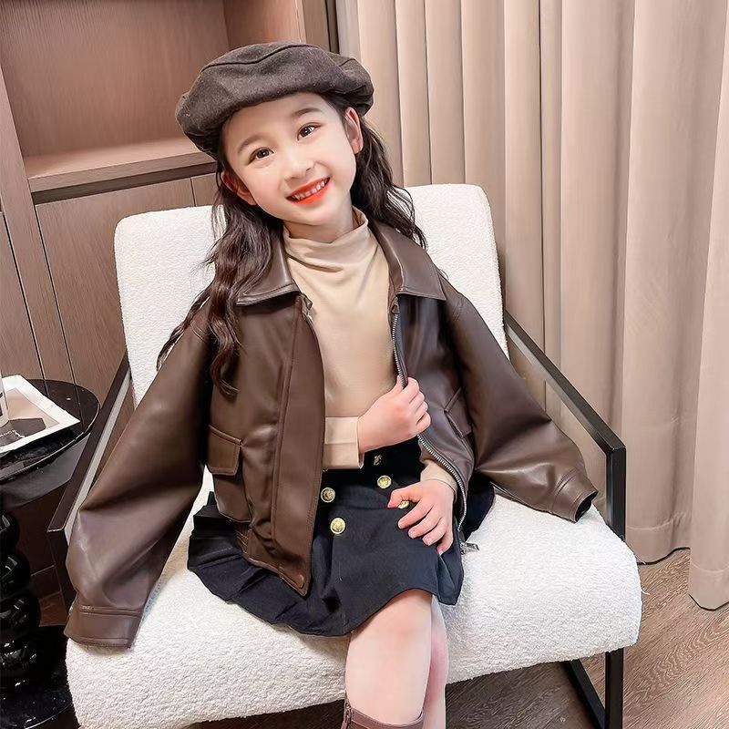 1-14 Years Girls Lapel Short P - Leather Work Jacket review and price