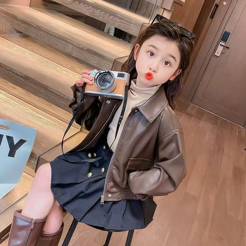 1-14 Years Girls Lapel Short P - Leather Work Jacket review and price