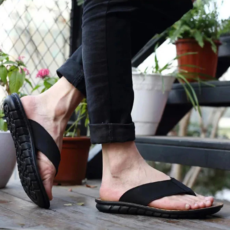Summer Shoes Men Slippers Genu - Leather Work Flats review and price