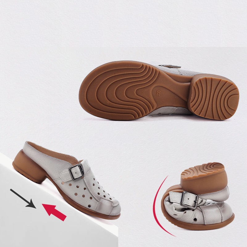 New Cow Leather Low Heel Sanda - Leather Work Flats review and price