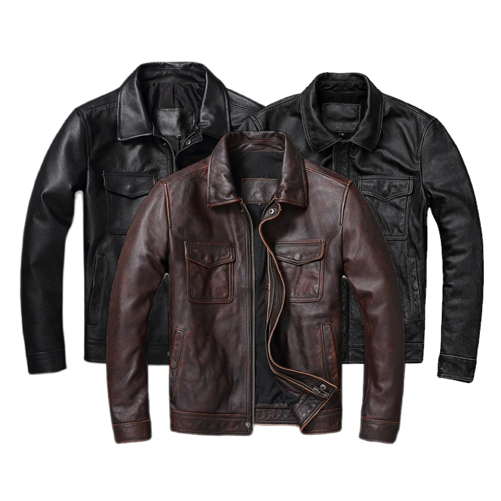 Vintage Brown Red Genuine Leat - Leather Work Jacket review and price