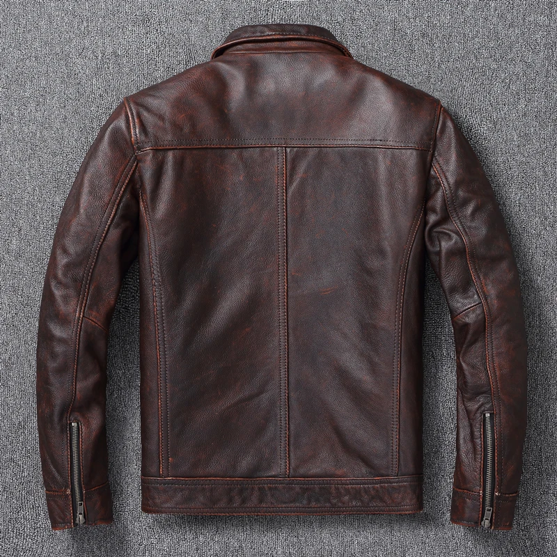 Vintage Brown Red Genuine Leat - Leather Work Jacket review and price