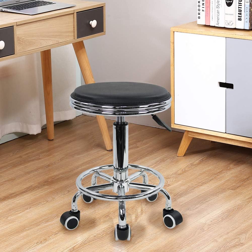 Round Rolling Stool with Foot  - Leatherwork Tattoo review and price